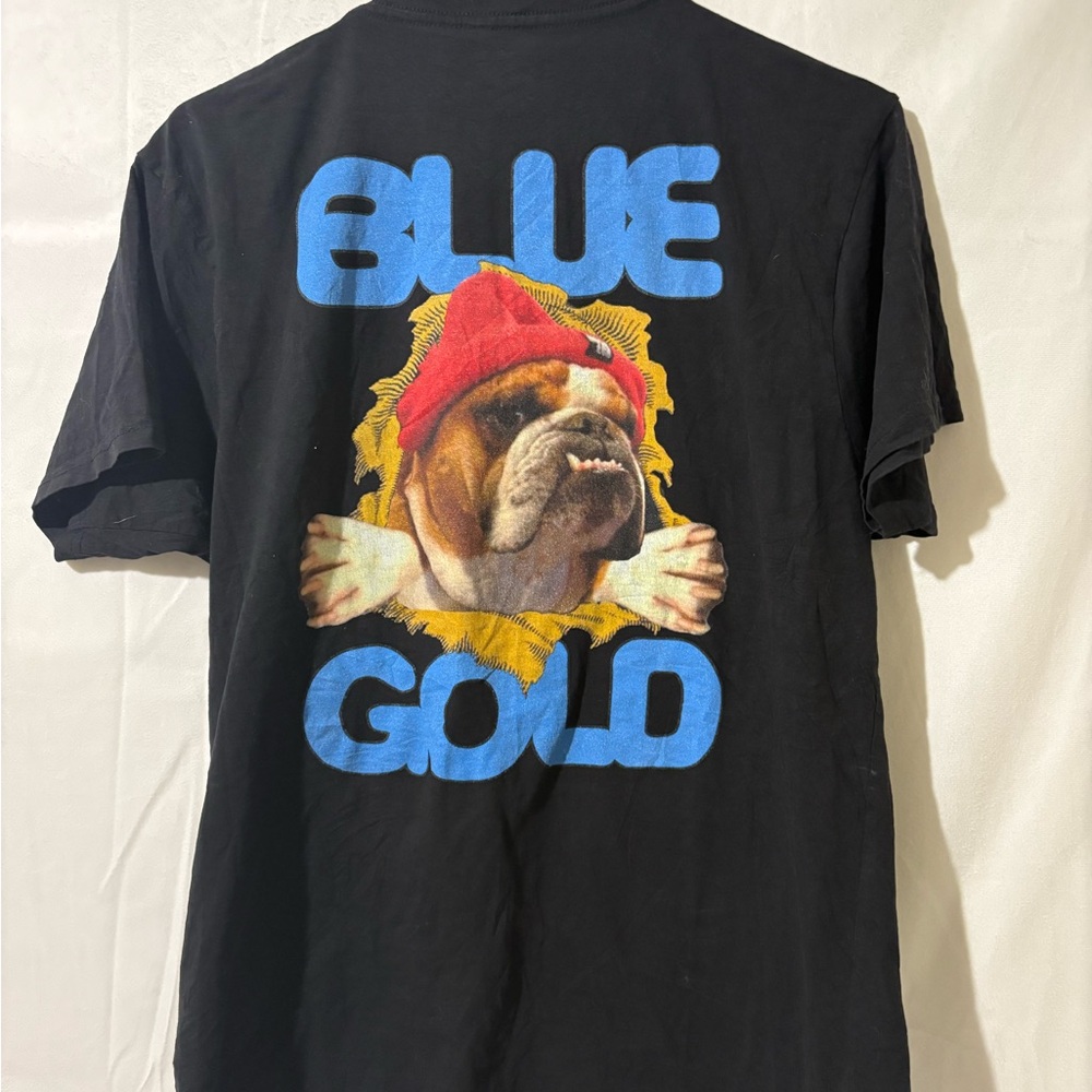 Blue Gold Black medium men’s t shirt bull dog